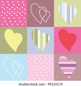 Seamless colorful hearts pattern, ValentineÃ¢Â?Â?s day concept, vector illustration