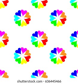 Seamless colorful hearts pattern. Valentine's day background.