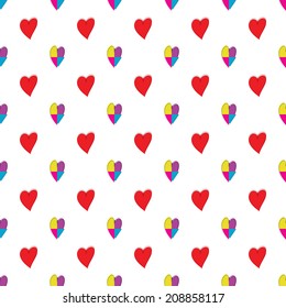 Seamless colorful hearts pattern ,vector design