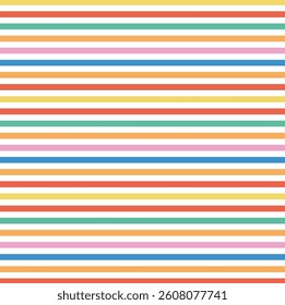 Seamless Colorful Horizontal Stripes Pattern with Bright Tones