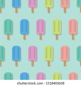 Seamless colorful ice cream pattern, summer background,  Vector illustration