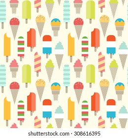 Seamless colorful ice cream pattern.