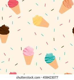 Seamless colorful ice cream pattern.