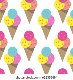 Seamless colorful ice cream pattern