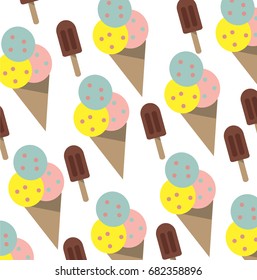 Seamless colorful ice cream pattern