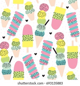 seamless colorful ice cream pattern vector illustration