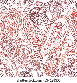 Seamless colorful indian floral paisley pattern