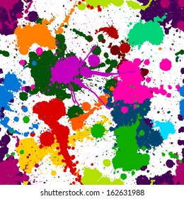 Seamless colorful ink color splats pattern 