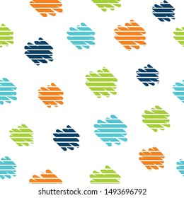 Seamless colorful ink shape with stripe vector pattern background.
