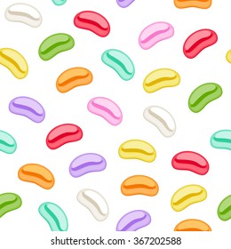 Seamless colorful jelly beans background. Sweet vector pattern.