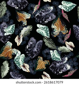 seamless colorful leaf design on dark background