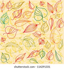 Seamless colorful leaf texture. Endless autumn pattern.