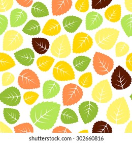 Seamless colorful leaves pattern background