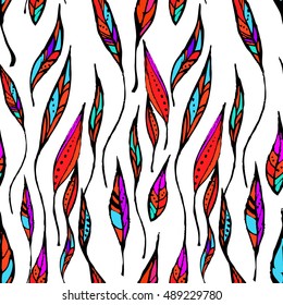 Seamless colorful leaves. Vector