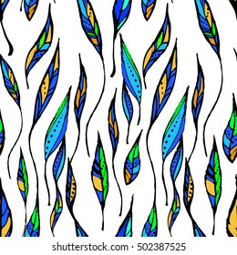 Seamless colorful leaves. Vector