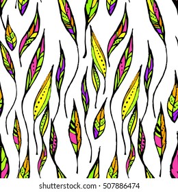 Seamless colorful leaves. Vector