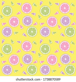 Seamless colorful lemon vector pattern