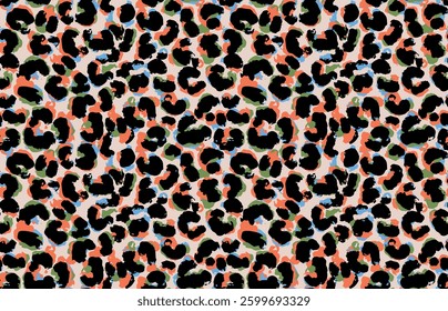 Seamless colorful leopard pattern, abstract animal print background for fabric and fashion