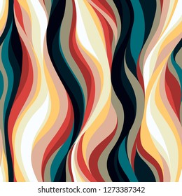 seamless colorful liquid pattern, print with wavy lines, abstract vector curves