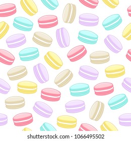 Seamless colorful macarons pattern. Macaroon background - pastel colors.