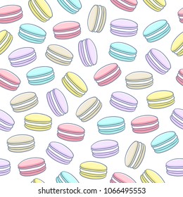 Seamless colorful macarons pattern. Macaroon background - pastel colors.