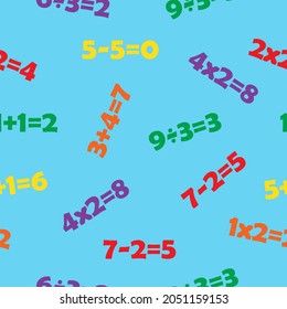 Seamless colorful math pattern. Mathematics vector background.
