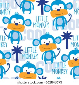 seamless colorful monkey pattern vector illustration