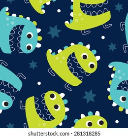 seamless colorful monster pattern vector illustration