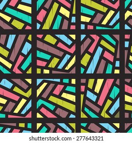 Seamless Colorful Mosaic Pattern. Checkered Modern Vector Background for Textile Design