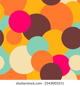 Seamless colorful multicolor art decor wallpaper print pattern with circles background for paper, textile, pck etc abstract geometry vector illustration endless 