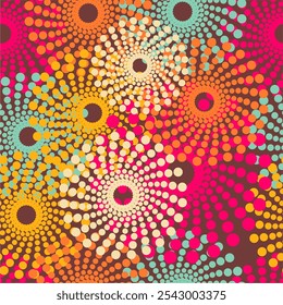 Seamless colorful multicolor art decor wallpaper print pattern with circles background for paper, textile, pck etc abstract geometry vector illustration endless 