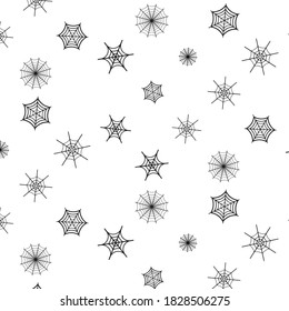 Seamless colorful orange Halloween pattern. Bright festive holiday background with spiderwebs. Halloween decoration theme vector illustration.