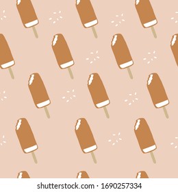 Seamless colorful orange Popsicle pattern. Fun summer pattern.