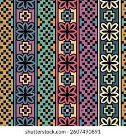 Seamless colorful ornament. Abstract pattern for clothing, textile embroidery and knitting. A background for textures, prints, wallpapers and an idea for creative design