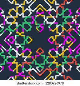 Seamless colorful ornament pattern vector design, modern geometric decoration