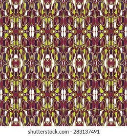 seamless colorful ornament vector, pattern with abstract drops, mirror pattern