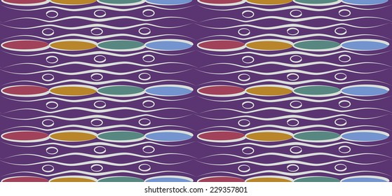 Seamless colorful oval pattern texture with waves for decoration, fabric, background or wallpaper