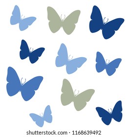 Seamless colorful painted flat butterflies pattern. Summer background. Vector illustration