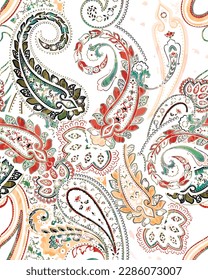 seamless Colorful paisley on a white background.