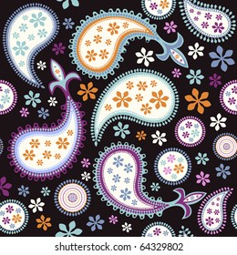 Seamless colorful paisley pattern
