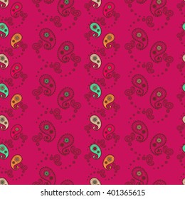 Seamless colorful paisley pattern. ornament for fabric. Vector background. purple color