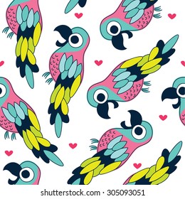 seamless colorful parrot pattern vector illustration