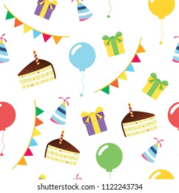 seamless colorful party vector pattern on white background