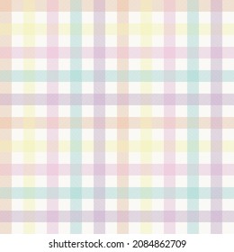 Seamless Colorful Pastel Tartan Check Plaid Pattern. Checkered Fabric Texture Background.