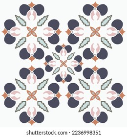 Seamless colorful patchwork from Azulejo tiles. Portuguese and Spain decor. Islam, Arabic, Indian, Ottoman motif. Vector Hand drawn background