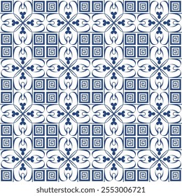 Seamless colorful patchwork tile with Islam, Arabic, Indian, ottoman motifs. Majolica pottery tile. Portuguese and Spain azulejo. Ceramic tile in talavera