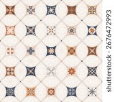 Seamless colorful patchwork tiles with Islamic, Arabic, Indian, Ottoman motifs. Ceramic tiles majolica. Portugal and Spain decor. Vector. Ceramic tiles in Talavera style. Mosaic tiles