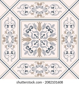 Seamless colorful patchwork in turkish style. Seamless arabesque pattern. Hand drawn background. Azulejos tiles patchwork. Portuguese and Spain decor. Vector illustration
