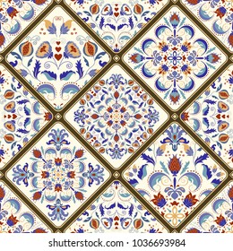 Seamless colorful patchwork. Vintage multicolor pattern in turkish style. Hand drawn background. Islam, Arabic, Indian, Ottoman motifs