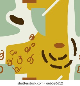 The seamless colorful pattern with absrtract figures. Hand drawn overlapping background for your design.Textile, blog decoration, banner, poster, wrapping paper.